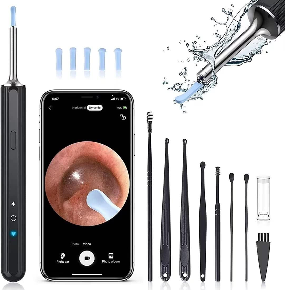 Ear Wax Removal Tool Camera - Birthday Christmas Gifts for Women Men Mom Dad FSA HSA Eligible Ear Wax Removal Kit with 7 Ear Pick Ear Cleaner with 1080P Camera for iOS & Android (Black)